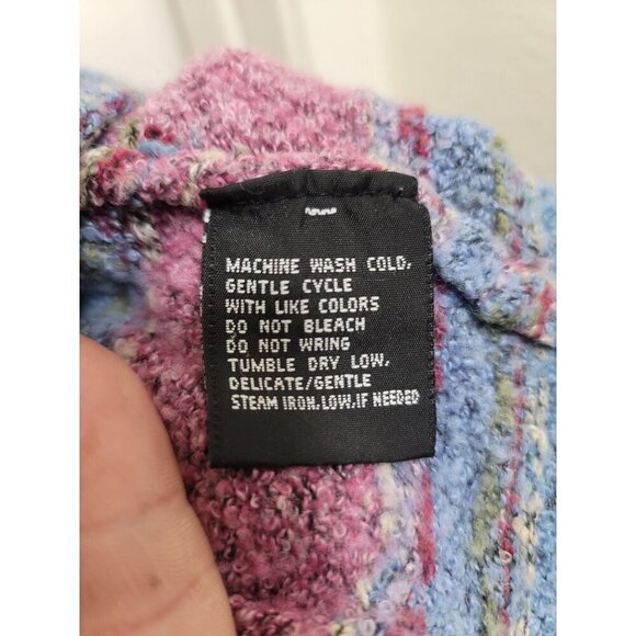 Erika Multicolor Striped Button-Up Pullover Turtles Neck Sweater Size s - Picture 9 of 10